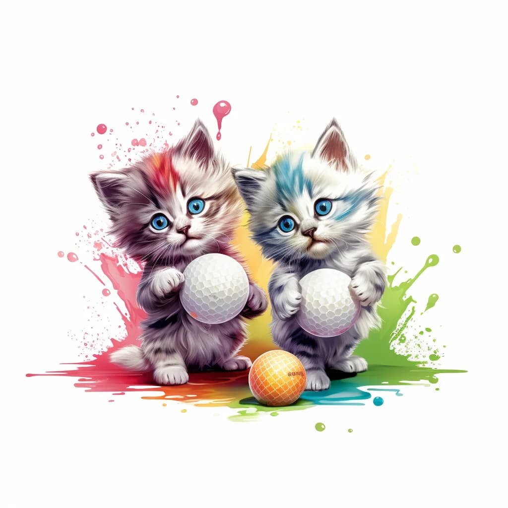 Himalayan Kittens Playing Golf Clipart clip art
