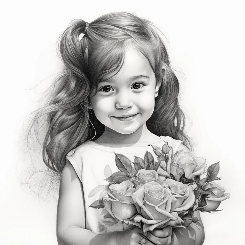 Girl Holding Flowers Clipart clip art