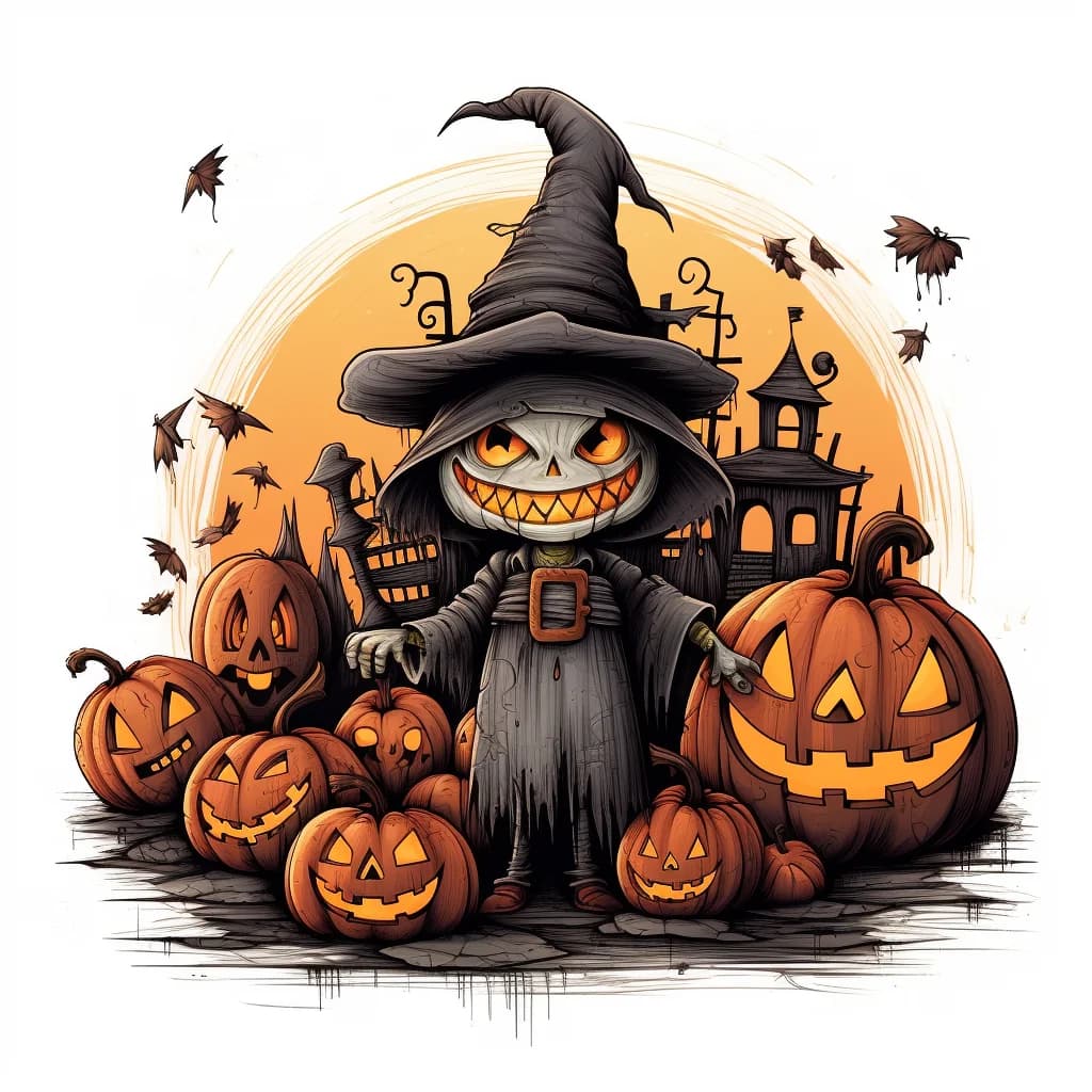 Witch Pencil Style Clipart clip art