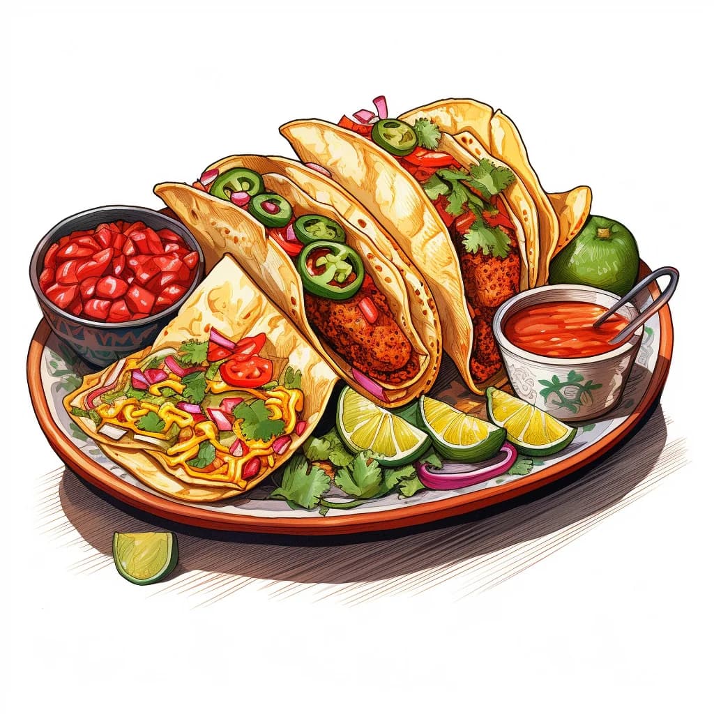 Mexican Food Tacos Illustration clip art