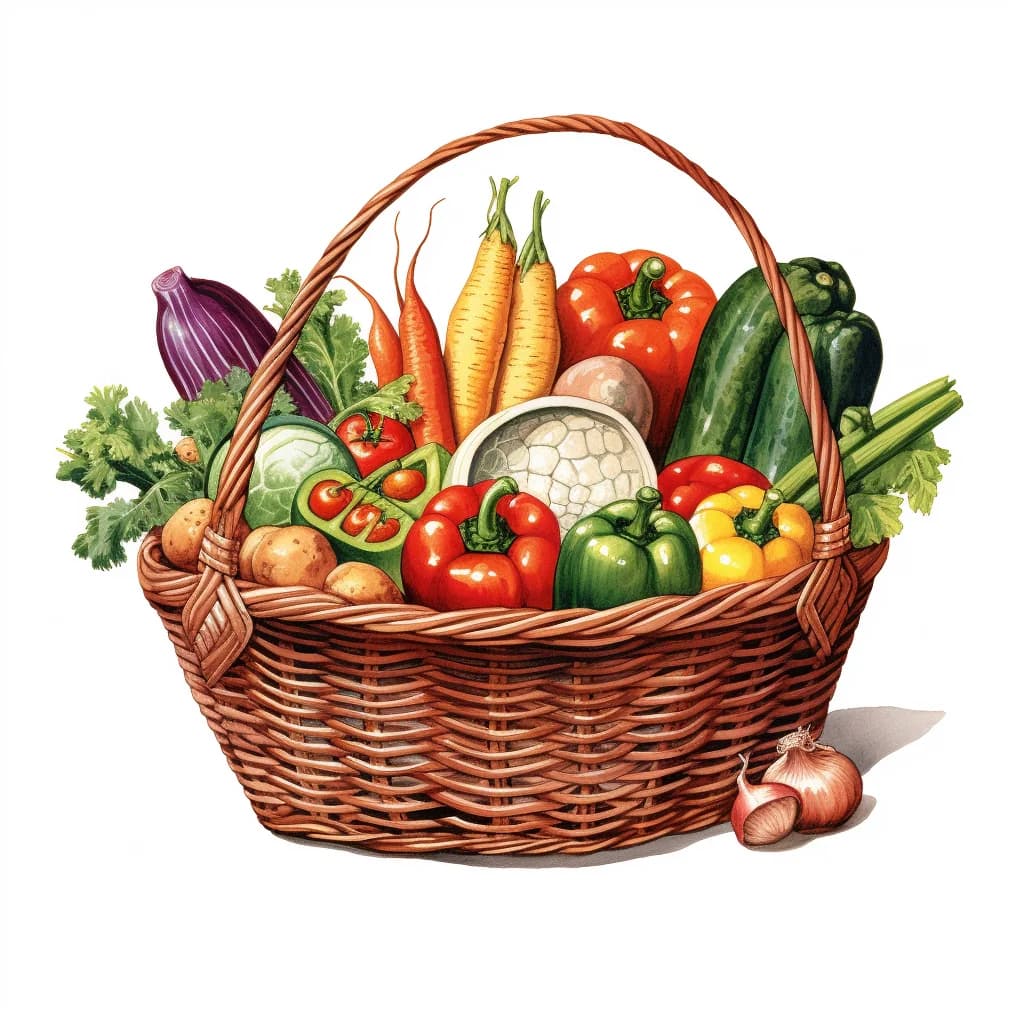 Produce Basket Illustration clip art